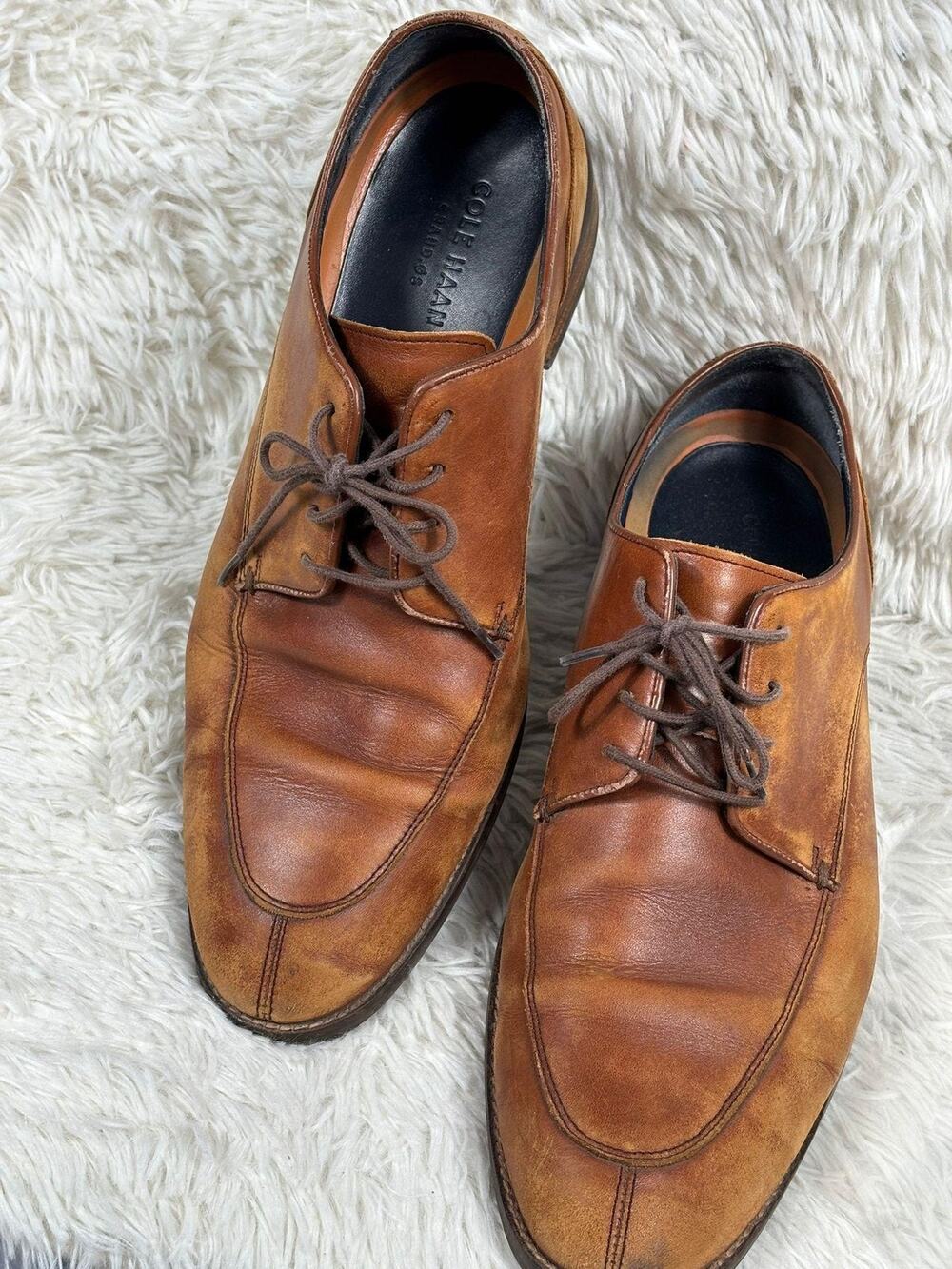 Cole Haan Grand.OS Shoes Mens Size 11.5 Brown Leather Derby Dress C11629